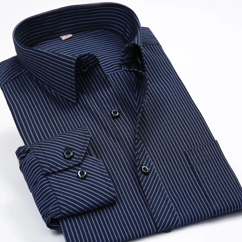 Fashion New 2016 Men Shirts Male Striped Formal Dress Shirt Long Sleeve Mens Brand Casual Shirts Plus Big Size US Size 5XL 6XL