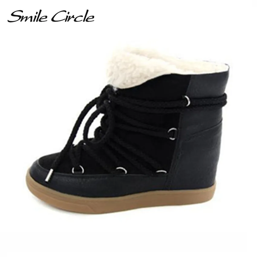 2015 New Winter Boots Women Wedge Sneakers Womens Lace Up Height Increases High Top Sneakers High