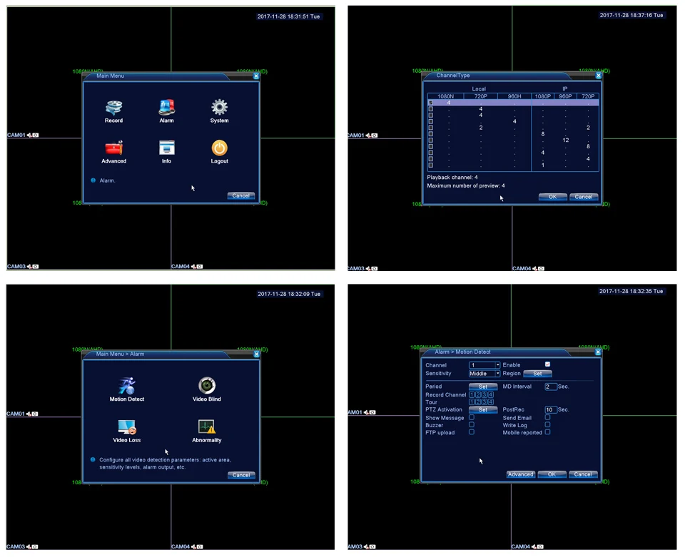 4 канала 5MP-N рекордер наружного наблюдения 5 in1 AHD CVI TVI CVBS 4CH плата CCTV DVR Гибридный NVR обнаружения движения для 2MP 4MP 5MP аналоговые камеры высокого разрешения