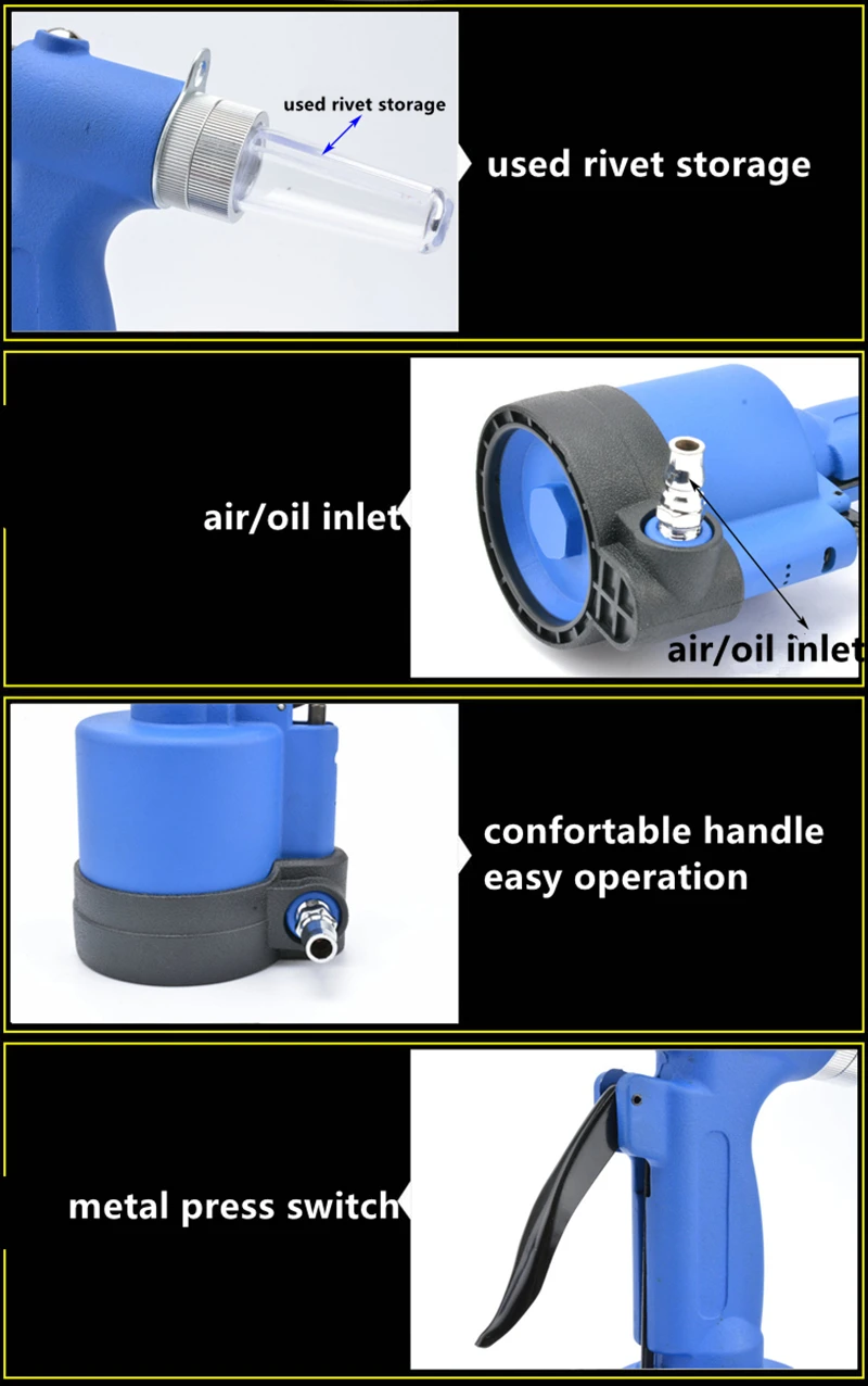 Borntun пневматический клепальный молоток клепки Pull плоскогубцы пистолет для заклепок 2,4 мм 3,2 мм 4,0 мм 4,8 мм промышленные воздушные клепальчики Тяговый Съемник