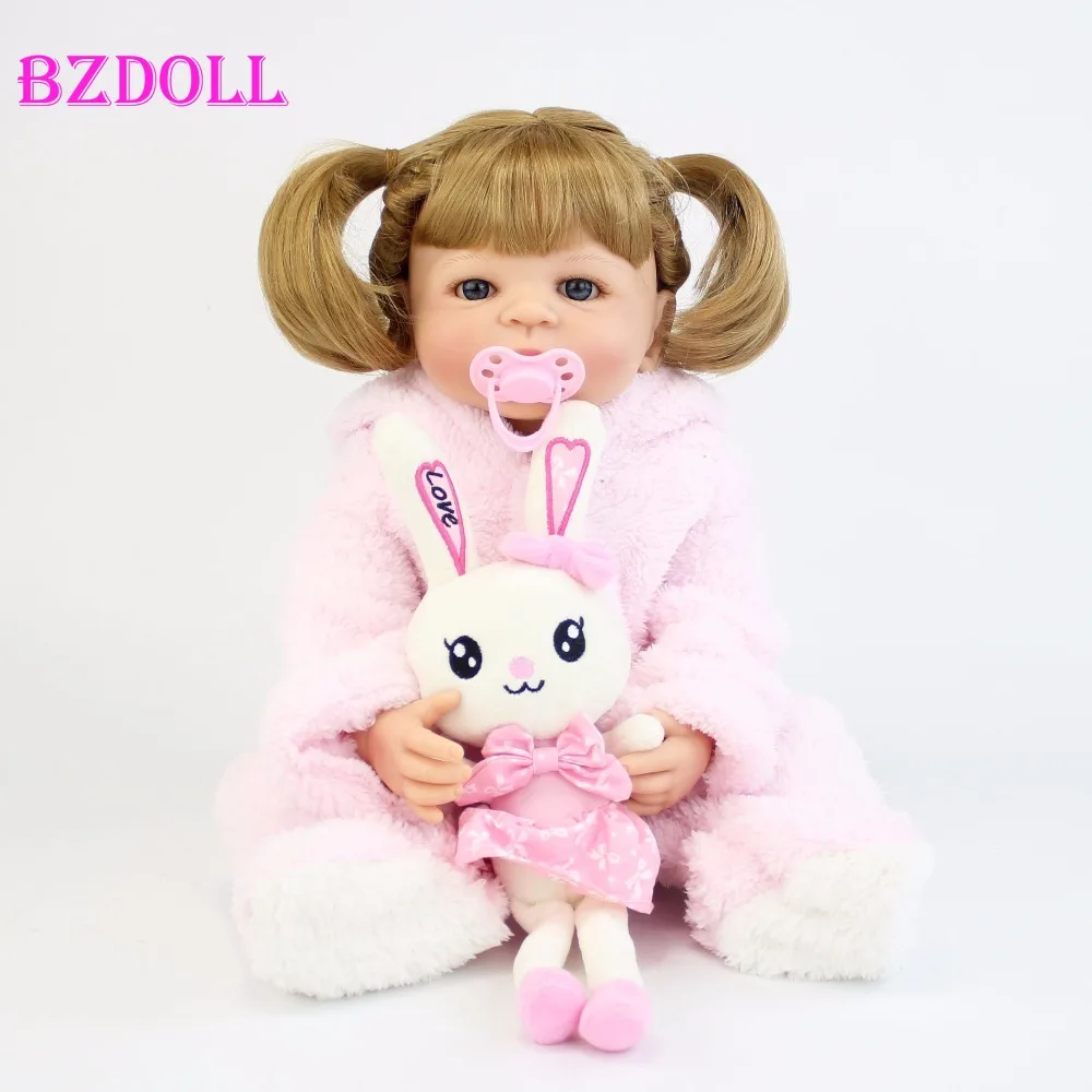 55 см полностью силиконовая виниловая кукла для новорожденной девочки, кукла Bebe Alive, реалистичные игрушки для купания, подарок на день рождения, кукла для маленькой принцессы, блонд