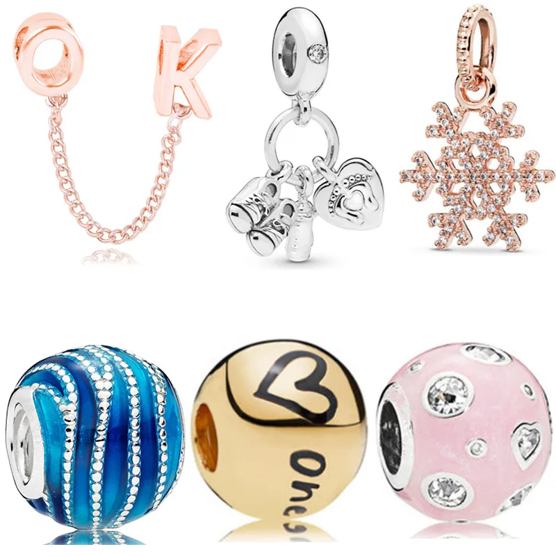 

Couqcy New Snowflake Love Heart Flower Mickey Cartoon Crystal Beads Fit Original Pandora Charm Bracelets & Bangles DIY Jewelry