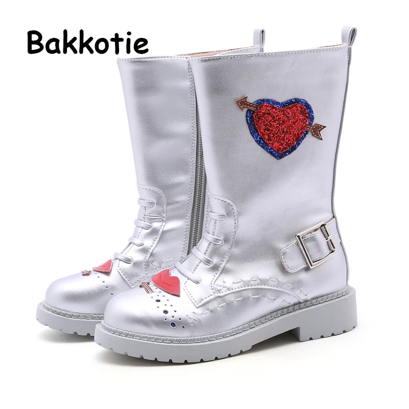 Bakkotie/Новинка осени 2019 модные высокие сапоги из искусственной кожи для маленьких
