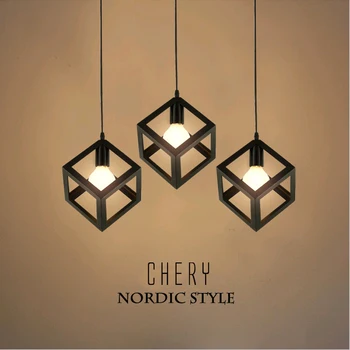 

Vintage retro pendant lights with LED Edison bulb, LED pendant lamp with Black lampshade for Dining room Kitchen,e27 socket 220V