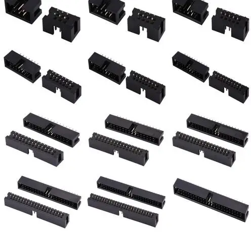 10PCS Pitch 2.54mm DC3 6/8/10/14/16/20/26/30/34/40/50 Pin 2x3/4/5/7/13Pin Straight Male Shrouded PCB IDC Socket Box Header JTAG |