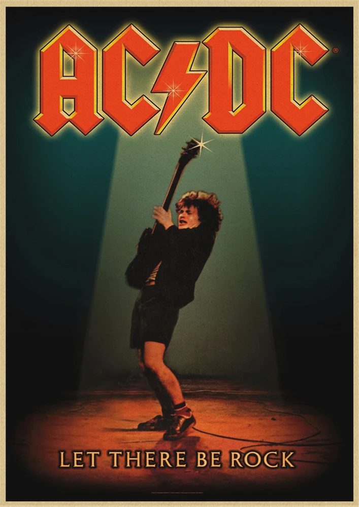 Рок-Группа ACDC Malcolm Angus крафт-бумага винтажный настенный плакат стикер - Цвет: Темный хаки