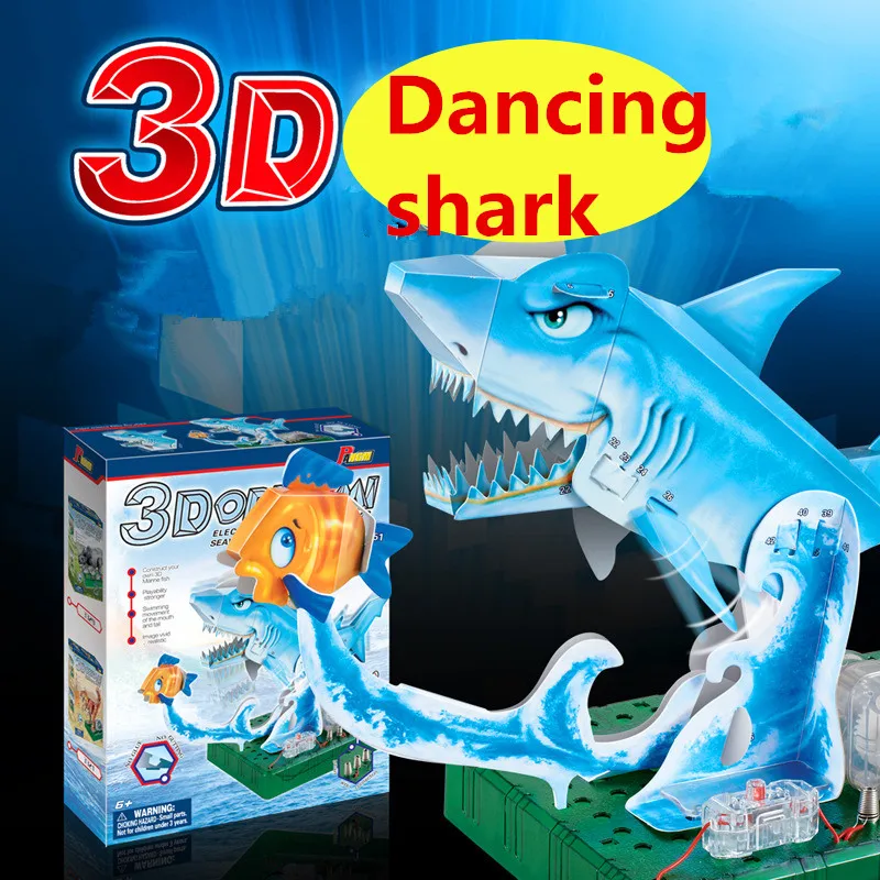 72 компл./лот развивающие игрушки Морской Мир DIY сборка 3D оригами электрическая Танцующая модель акулы учебный микроскоп схема игрушка