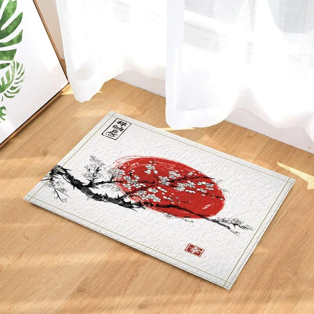 Carpet Kitchen Mats For Floor Mat Japanese Ink Painting Flower