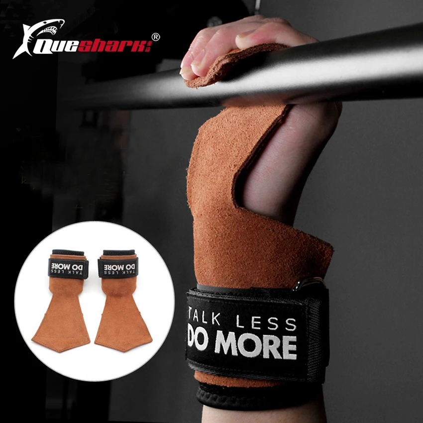 

Genuine Leather Weightlifting Gloves Fingerless Wrist Support Gym Leather Hand Grips Fitness Powerlifting Dumbell Crossfit Glove