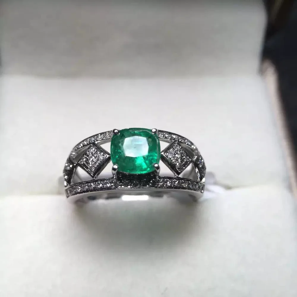 5.8*5.8mm 0.8ct gold 3.34g fine jewelry perfect 18k gold perfect highest grade green emerald ring wedding ring