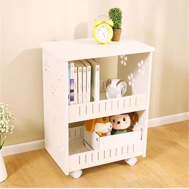 متعددة الأغراض رف مزدوج طبقة التخزين تخزين الرف طاولة السرير أريكة غرفة المعيشة طاولة جانبية مع عجلات
