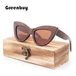 Классические модные солнцезащитные очки-бабочки ручной древесины бамбука солнцезащитные очки поляризационный леди UV400 очки Óculos de sol