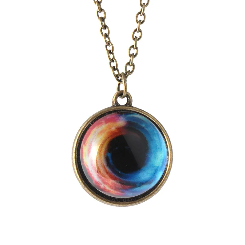 Винтажное ожерелье «Вселенная» с солнечной системой Galaxy Planet для женщин и мужчин, двухстороннее ожерелье с подвеской из стеклянного шара, модные ювелирные изделия - Окраска металла: 10
