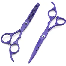Профессиональные 6,0 дюймов фиолетовые волосы филировочные ножницы для резки парикмахерский набор Инструменты для укладки Парикмахерские ножницы