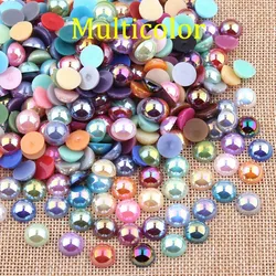 Iridescent Imitation Pearl Flatback Beads for DIY Jewelry and Nail Art (Multicolor)