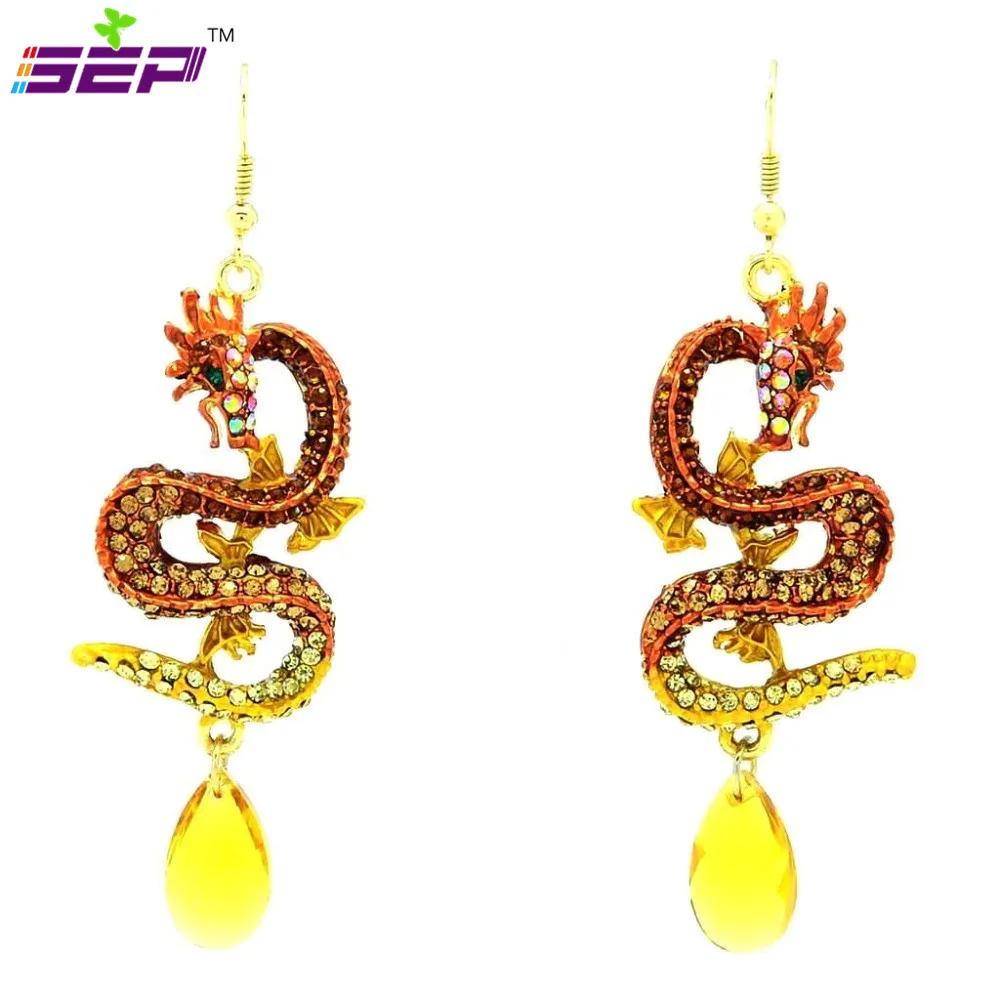 2015 Fashion Drop Dangle Earrings for Women Dragon Earring Rhinestone