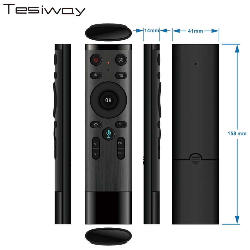 Tesiway Remote Q5 Voice Fly Air Mouse For Gyro Sensing Game 2.4G Wireless Remote For Android TV Box Smart TV All-in-one PCTV08