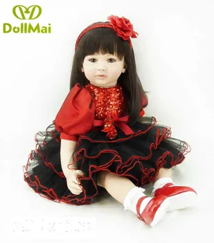 

60cm Exquisite Princess Bebe Reborn Toddler Doll Cloth Body 24" Vinyl Limbs silicone doll alive baby Girls Birthday Gift