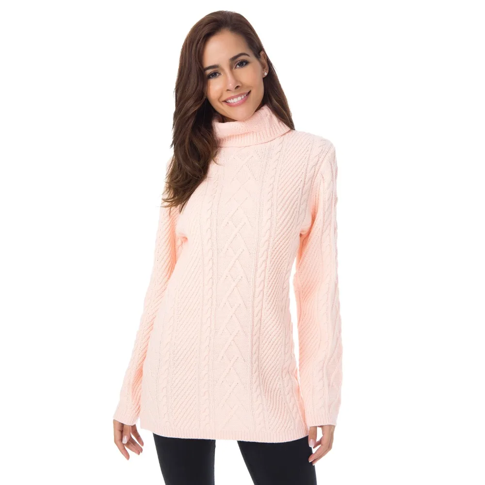 

AMII Womens Winter Solid Turtleneck Cable Knit Elastic Long Sleeve Warm Sweaters