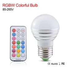 RGBW светодио дный лампа E27 лампочки AC 110 V 220 V 5 Вт RGB Spotlight Magic Цвет Праздник Светодиодный светильник пульт дистанционного управления