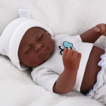 

28cm full silicone reborn baby dolls lifelike Mini black reborn babies bonecas children play house toys girls gift