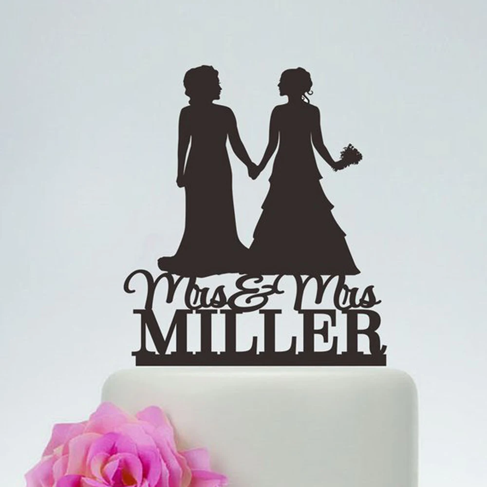 Personalized Same-sex lady and mrs Cake Topper,Mrs and Mrs  Cake Topper Silhouette,Same Sex wedding  topper decor Supplies
