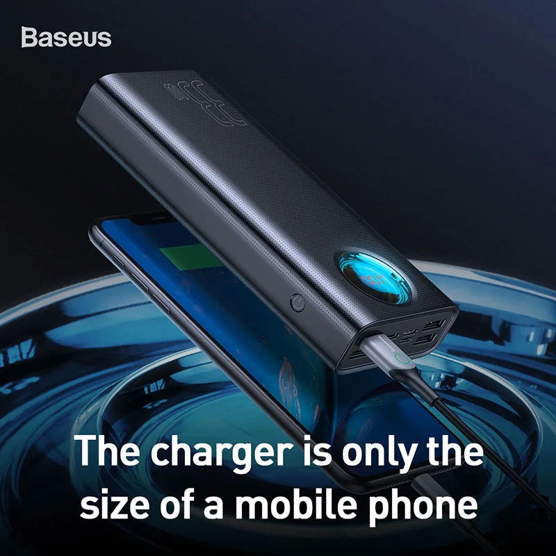 Baseus 30000 мАч портативное зарядное устройство для iPhone samsung Xiaomi 4 USB PD3.0 QC 3,0 быстрое зарядное устройство Внешняя батарея повербанк