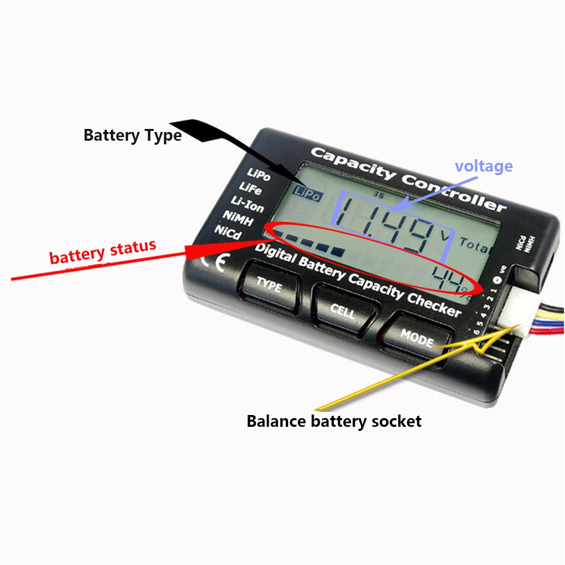 RC цифровой аккумулятор для проверки емкости батареи для LiPo LiFe Li-Ion Nicd NiMH тестер напряжения батареи инструмент проверки