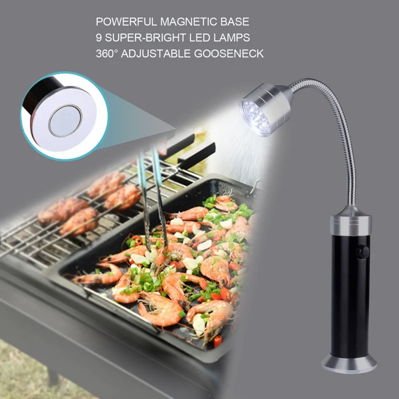 

9LED Barbecue Light With Magnetic Bendable Flashlight Repair Light Portable Lanterns