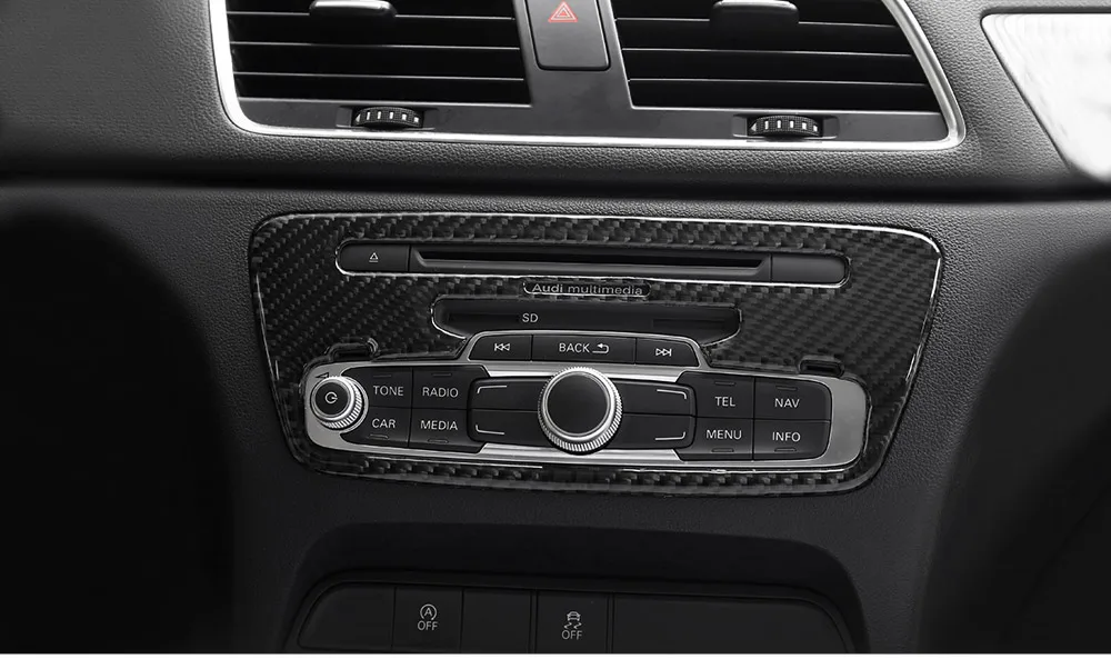 Углеродного волокна центральной консоли Управление рамка для CD, накладка, отделка интерьера, переключатель для кондиционера декоративная рамка для Audi Q3 стайлинга автомобилей