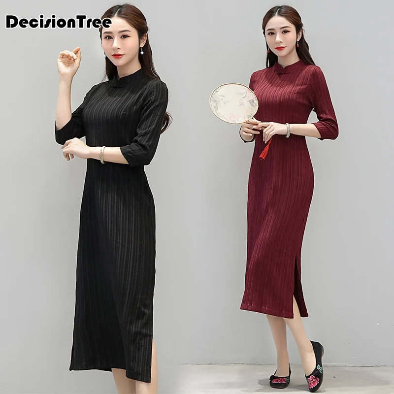 

2019 long qipao dress women traditional satin silk chinese dress short sleeve cheongsams vestidos party dress