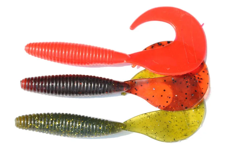 20pcs Size 9cm/6g bass grub soft fishing lures plastic worm rubber baitsin Fishing Lures from