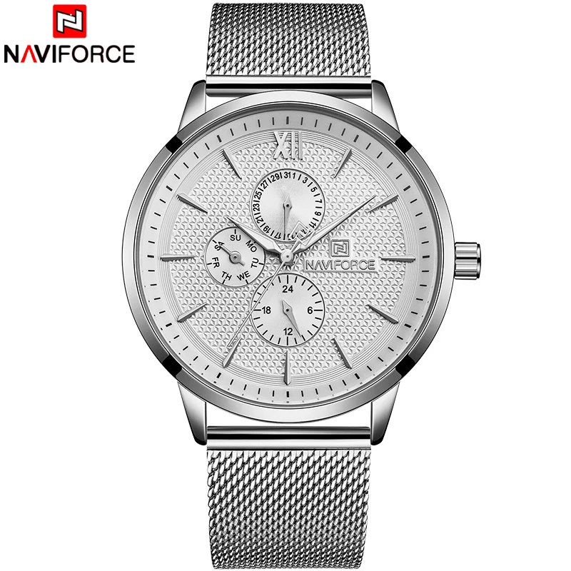 Часы NAVIFORCE мужские спортивные деловые кварцевые из нержавеющей стали|Кварцевые