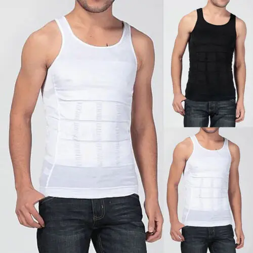 

Men'S Slim Body Shaper Tummy Belly Fatty Underwear Vest Corset Shapewear Sleeveless O-Neck Hot Blusas