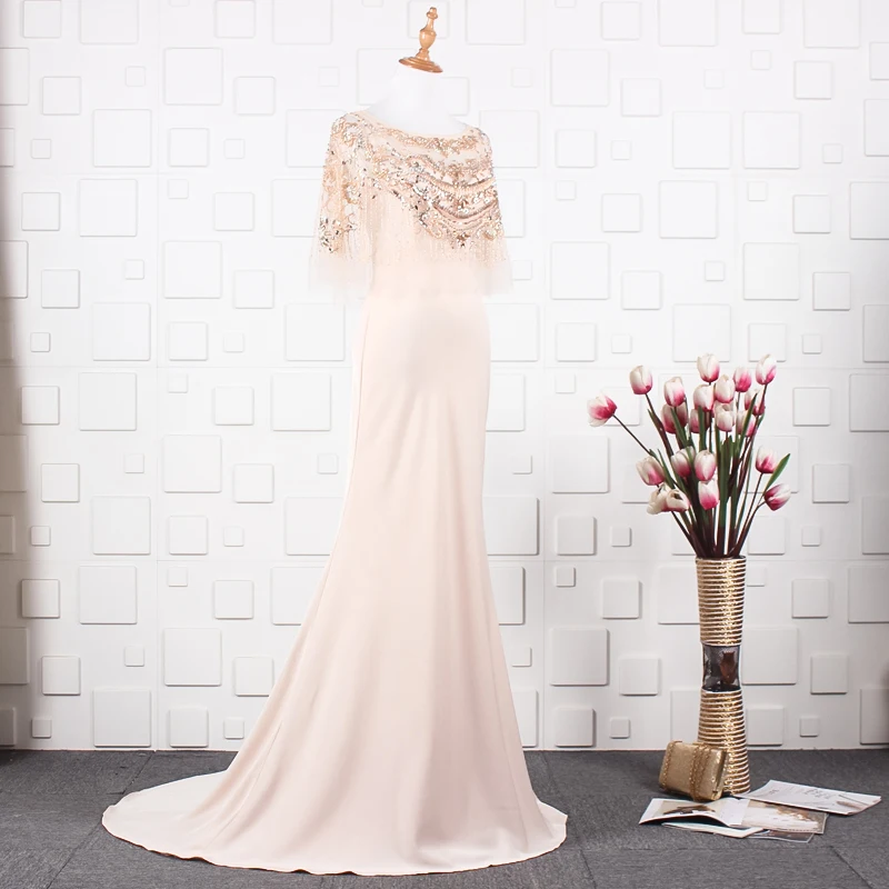 JANCEMBER vestido longo festa noite Бисер с украшением в виде кристаллов кисточками и узором