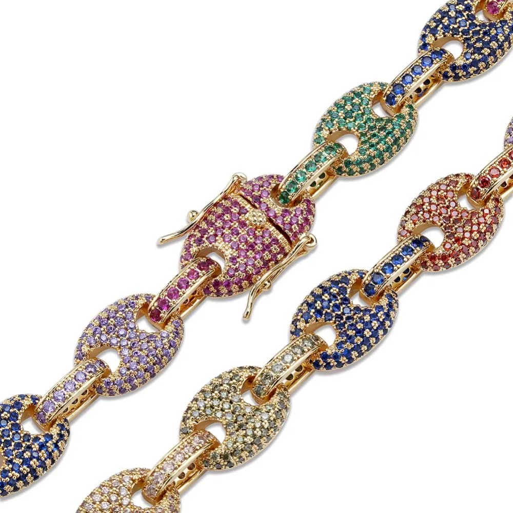 Najtaniej TOPGRILLZ 12 MM stałe z powrotem kubański Link bransoletka Bling męska Hip hop biżuteria miedzi materiał mrożona Cubic cyrkon łańcuch bransoletka