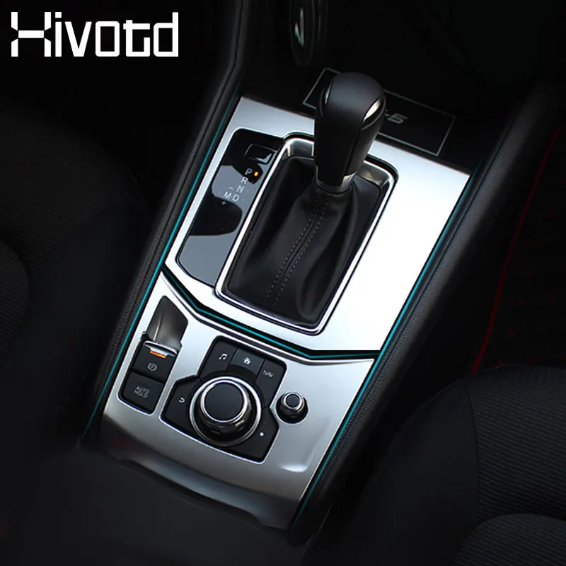 

Hivotd For Mazda CX-5 CX5 2019 car accessory Central control AT Gear Panel trim Panel Cover stainless steel Interior Car Sticker