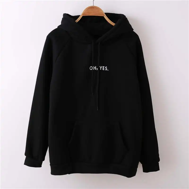  Women's Hoodies Oh Yes Letter Harajuku Casual Coat Two Layers Hat 2020 new Winter Fleece Pullover T