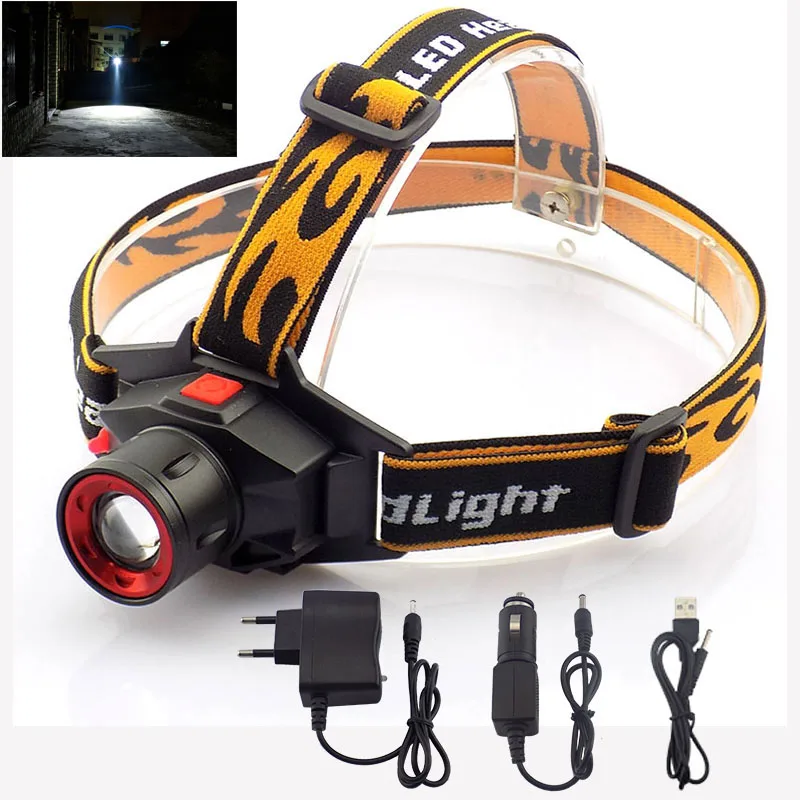 Powerful Q5 LED Headlamp frontal Flashlight Rechargeable Battery Headlight Head Lamp Torch light