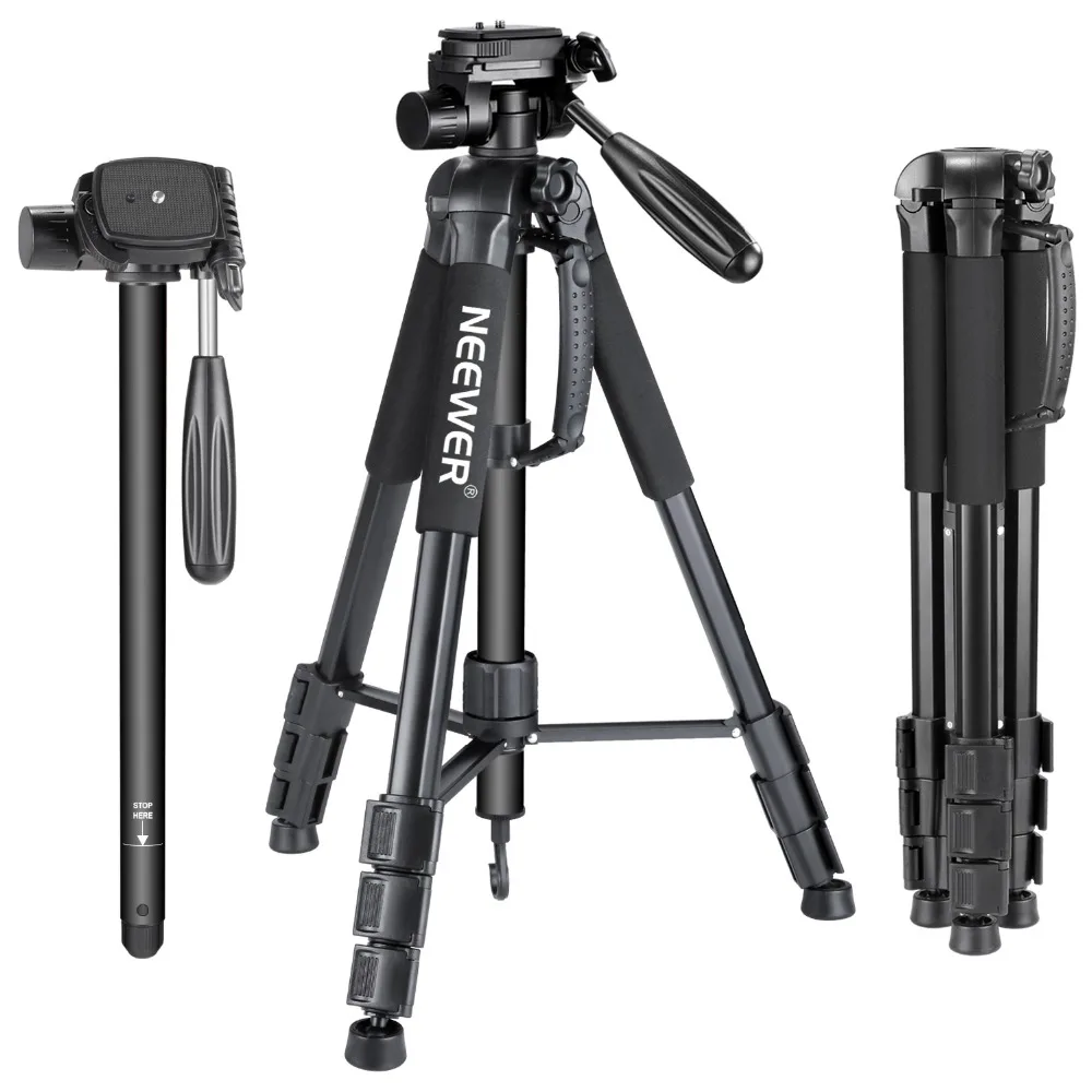 Popular  Neewer Portable 70 inches/177 cm Aluminum Alloy Camera Tripod Monopod with 3-Way Swivel Pan Head Ca 
