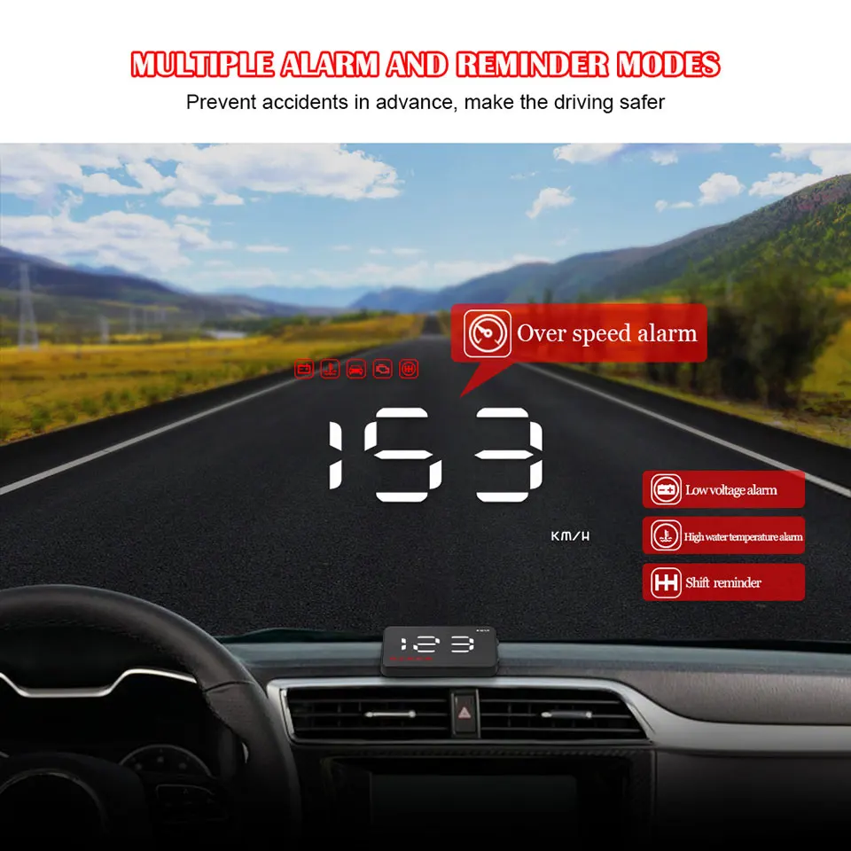 Alarme de Combustível Medidor de Velocidade Obd do Carro 5 Obd2 Cabeça up Display Hud Velocímetro Digital Brisa Projetor Fadiga a8 A1000 23 Visor 'head-up'