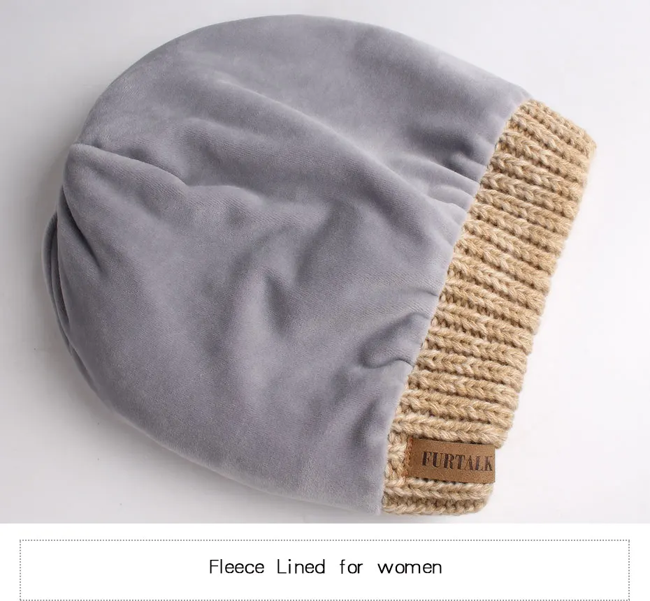FURTALK Slouchy Beanie Winter Hat for Women Knitted Warm Fleece Lining Hat for Female Skullies Beanies Red Yellow Black Grey Cap 12