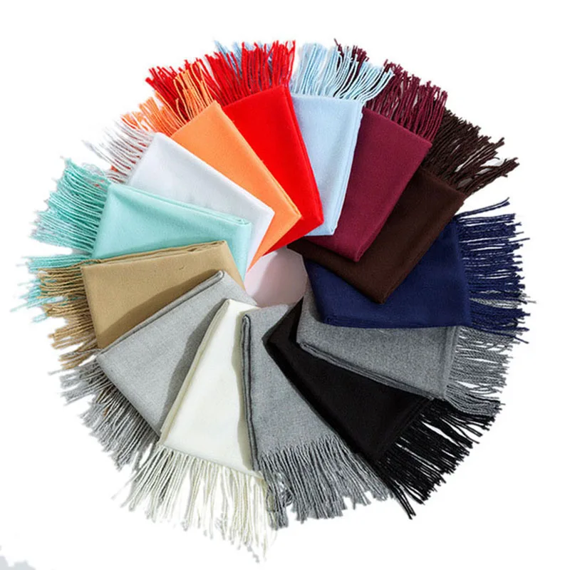 

Winter Women's Scarf Cape Femme Cashmere Warm Scaeves Shawl For Women Fashion Solid Tassel Women Scarf Pashmina