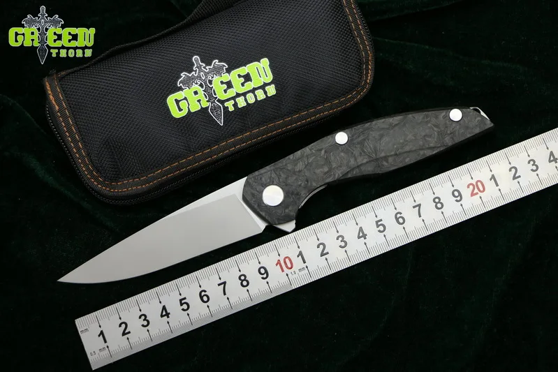 

Green thorn Flipper F111 M390 blade Steel carbon fiber handle folding knife outdoor camping hunting pocket fruit knives EDC tool