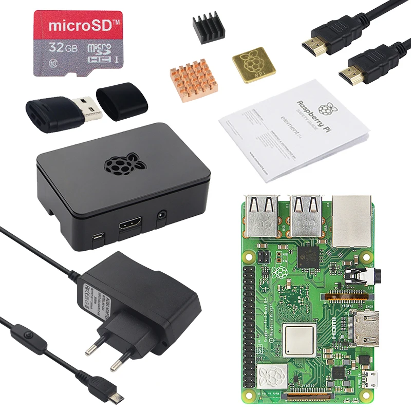 

Original Raspberry Pi 3 Model B Plus 2.4G&5G WiFi on-board 1.4GHz CPU Add PoE + ABS Case + Power Supply + Heat Sink Pi 3B+ Pi3B+