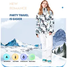 GS лыжный костюм Женская лыжная куртка женская теплая зимняя дешевая зимняя куртка непромокаемая Сноубордическая куртка брюки Одежда для лыжного спорта