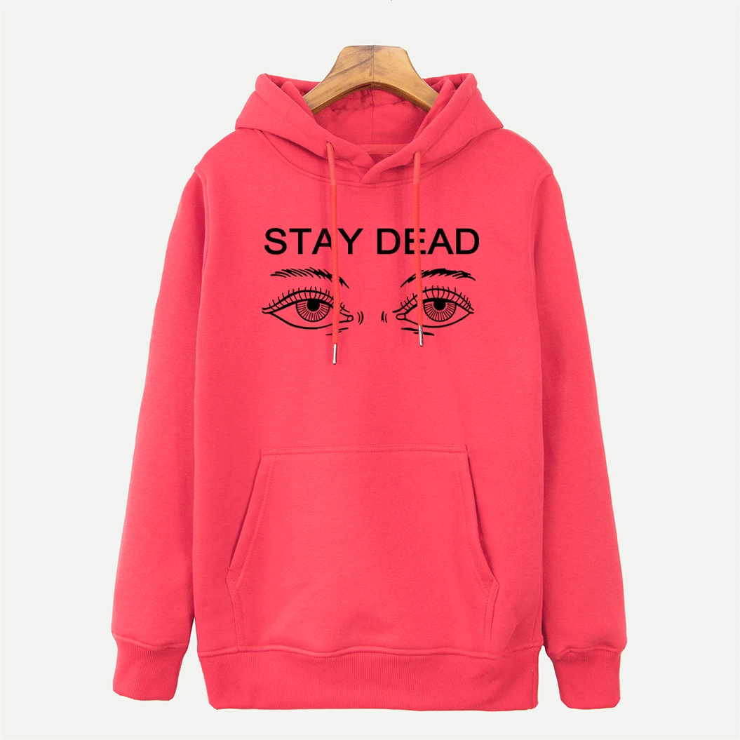 Womens Hoodies 2018 Autumn Winter Fleece Hooded Hoodie Brand Clothes Casual STAY DEAD Female Sweatshirt Kpop Harajuku Hoody Lady