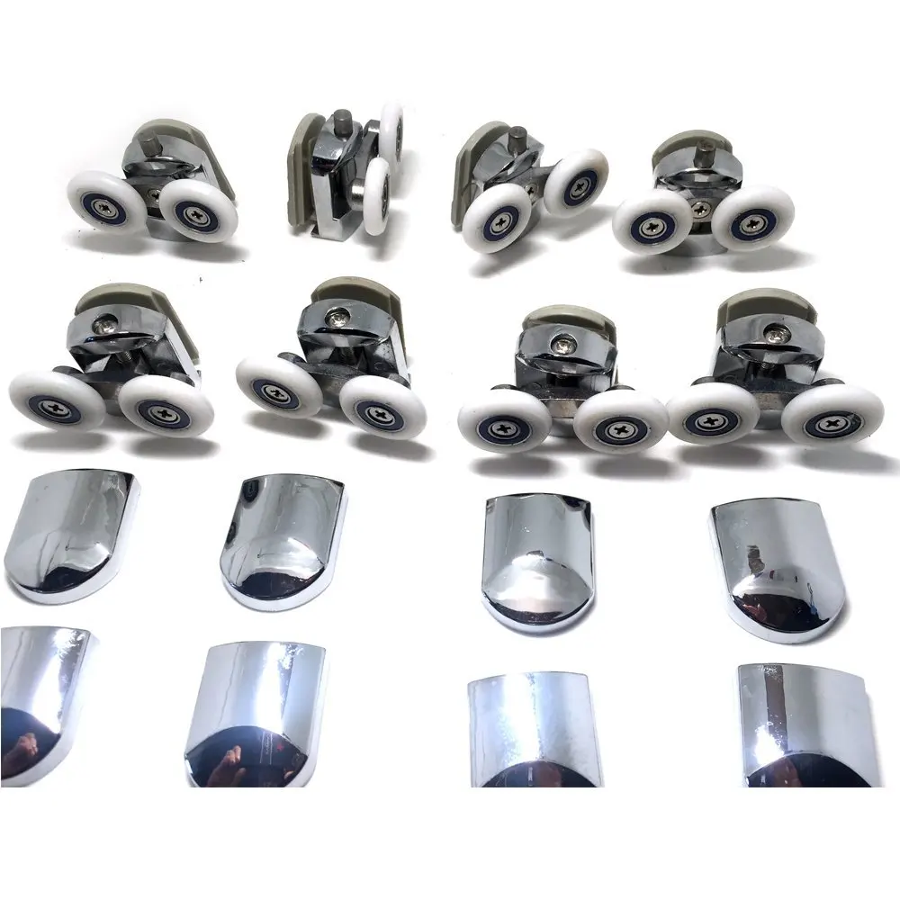 

Replacement Shower Door Fixing Wheels in Chrome - 4x Top & 4x Bottom - Fits Glass 6-8mm