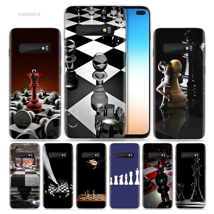 

Black and White Chess Case for Samsung Galaxy S8 S9 S10 5G S10e S7 Note 8 9 J4 J6 Plus J5 J8 2018 J3 Silicone Phone Bags Capa