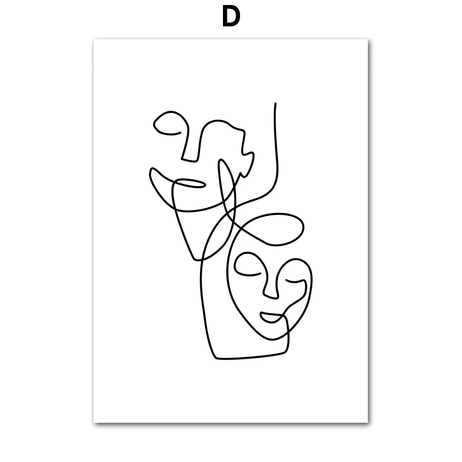 Абстрактная Геометрическая линия, женские скандинавские плакаты и принты, настенная живопись на холсте, черно-белые настенные картины для декора гостиной - Цвет: D